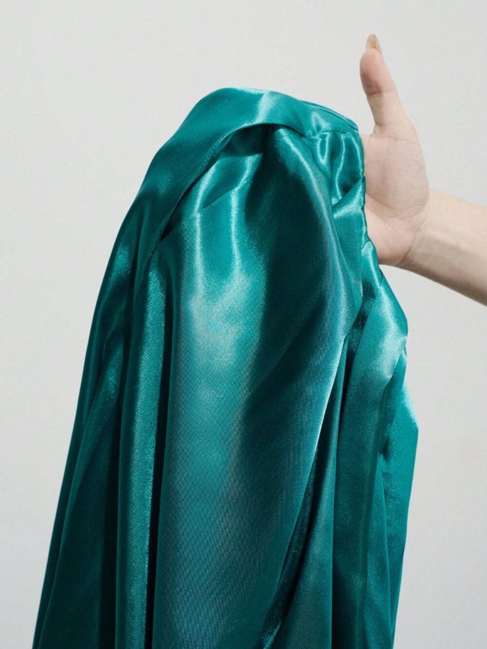 Green Casual Women's High-Waisted A-Line Satin Pleated Skirt - Picture 8 of 8